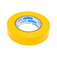 Изолента ABRO ПВХ, желтая, устойчива к растяжению, 15 мм х 18,2 м ET-912-15-18-YLW-RW