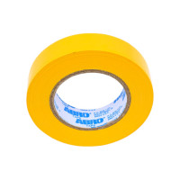 Изолента ABRO ПВХ, желтая, устойчива к растяжению, 15 мм х 18,2 м ET-912-15-18-YLW-RW