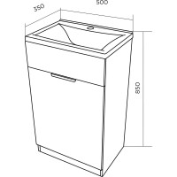 Тумба с раковиной в ванную 1Marka Revo 50 см напольная Бетон светло-серый У99085