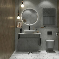 Столешница 1Marka LOFT 90 из керамогранита, светло-серый МА01 Nat Ц0000008736