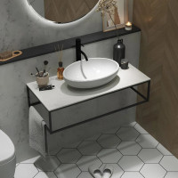 Столешница 1Marka LOFT 90 из керамогранита, светло-серый МА01 Nat Ц0000008736