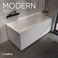 Акриловая ванна Marka One MODERN 150x75 прямоугольная белая 01мод1575