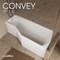 Акриловая ванна Marka One "Convey" 17075 асимметричная правая белая 01кон1775п