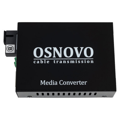 Оптический медиаконвертер OSNOVO OMC-1000-11S5b Gigabit Ethernet для передачи Ethernet по одному волокну одномодового оптического кабеля до 20км (по многомодовому кабелю до 500м). sct0490