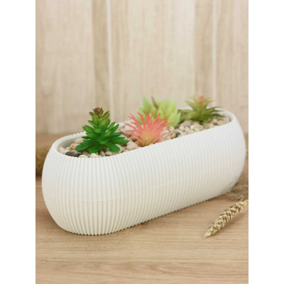 Кашпо IDEA ПИКАНТО овальное 1,3л, белый ротанг М 3210