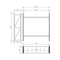 Стеллаж Ирбис л50 2000x500x1200 мм, 2 яруса (металлические полки) X9253098