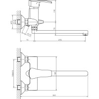 Смеситель для ванны и умывальника Haiba 40к hb2270 l-нос 539297