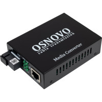 Оптический медиаконвертер OSNOVO OMC-1000-11S5b Gigabit Ethernet для передачи Ethernet по одному волокну одномодового оптического кабеля до 20км (по многомодовому кабелю до 500м). sct0490