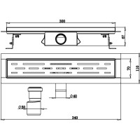 Лотковый трап ORE DrainH3 300х70х67 мм, слив 40 мм 4607122242446