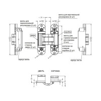 Комплект из 2 штук скрытых петель ELEMENTIS универсальный, 3D, 120x30 ELM5000.06/MP