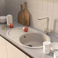 Мойкa MIXLINE ML-GM16 овальная с крылом, бежевая 328, 730x460x180 мм newх 551929