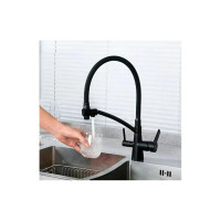 Смеситель для кухни Haiba с гибким изливом и подключением фильтра, черный HB76855-7