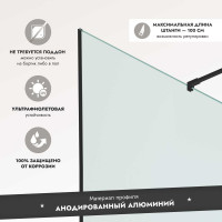 Душевая перегородка Walk In 2000x900 BLACK Mebelvann BEN-602_BL_C _2000x900