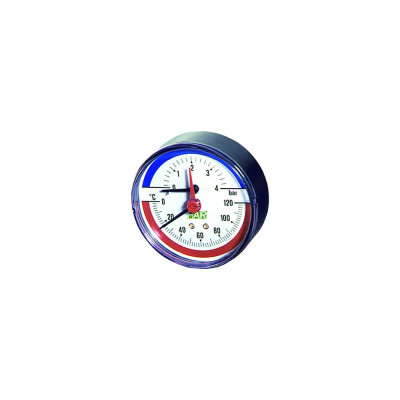 FAR Термоманометр 0-10 бар, 0-120 C, 80 мм, торцевое соединение 1/2