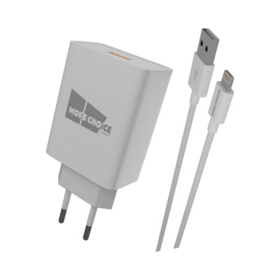 More Choice Сетевое зарядное устройство 1USB 3.0A QC3.0 для Lightning 8-pin быстрая зарядка NC52QCi White