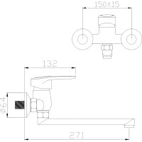 Смеситель для кухни Антей Вега пристенный, с нижним изливом d40 1/10 467025-ANT