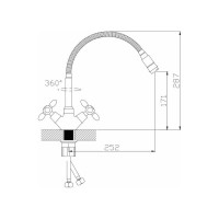 Смеситель для кухни Антей Радуга с 2-мя рукоятками, с высоким гибким изливом желтый 5870712-ANT