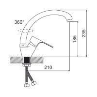 Смеситель для кухни Gota Rocio Granada с высоким изливом, крепление гайка, цвет чёрный d40 282452-GOTA