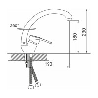 Смеситель д/кухни Gota Rocio шар. с высоким изливом d40 Сияние 1/10 173410-GOTA