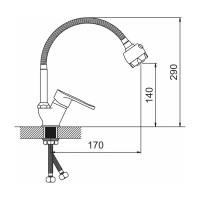 Смеситель для кухни Gota Rocio Flex с гибким регулирующим изливом, 2-х режимный аэратор, гайка d40 232513-GOTA