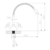 Смеситель для кухни Антей Радуга с 2-мя рукоятками, с высоким гибким изливом, зеленый 5870714-ANT