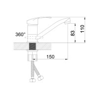 Смеситель для кухни Антей Европа с коротким изливом, крепление гайка d40 1/20 457024-ANT