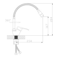 Смеситель для кухни Антей Викинг с гибким регулирующим изливом, крепление гайка d40 1/10 587028-ANT