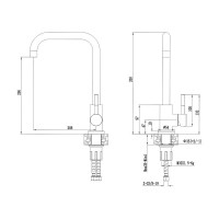 Смеситель для кухни Антей Булат с высоким изливом, нержавеющая сталь 1/10 511515-ANT