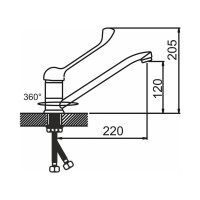 Смеситель для кухни Gota Rocio Medical хирургический, с длинным изливом, с гайкой 1/10 213110-1-GOTA