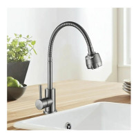 Смеситель Golden Fox, Ломонд д/кухни шар.с гибким изливом 2-х реж.аэратор нержав.сталь 11360-FOX