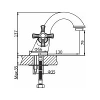 Смеситель для умывальника Golden Fox Piccadilly с 2-мя рукоятками, латунь 11510-FOX