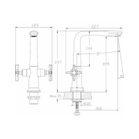 Смеситель для кухни Golden Fox Oxford с 2-мя рукоятками, с высоким изливом, латунь 11630-FOX