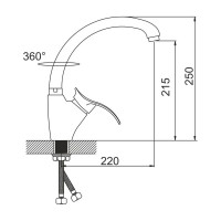 Смеситель для кухни Gota Rocio Madrid с высоким изливом, крепление гайка d40 1/10 112410-GOTA