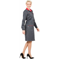 Женский халат Эксперт Спецодежда Страйк серый/красный, р. 56-58, рост 170-176 6446000045551