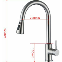 Смеситель для кухни ESKO R-излив, вытяжной, touch element, нержавеющая сталь TSS519