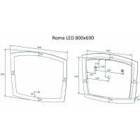Зеркало с подсветкой Art&Max Roma 800x700 AM-Rom-800-700-DS-F