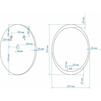 Зеркало с подсветкой и функцией антизапотевания Art&Max OVALE AM-Ova-570-770-DS-F-H
