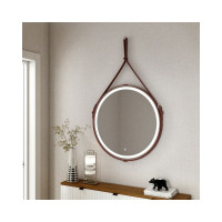 Зеркало с подсветкой на ремне из коричневой кожи Art&Max Milan D800 AM-Mil-800-DS-F-Brown
