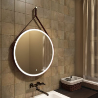 Зеркало с подсветкой на ремне из коричневой кожи Art&Max Milan D800 AM-Mil-800-DS-F-Brown