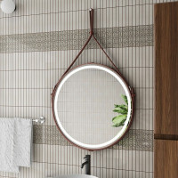 Зеркало с подсветкой на ремне из коричневой кожи Art&Max Milan AM-Mil-650-DS-F-Brown
