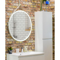 Зеркало с подсветкой на ремне из натуральной белой кожи Art&Max Milan D1000 AM-Mil-1000-DS-F