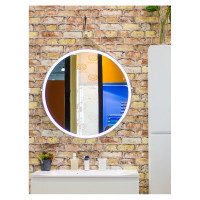 Зеркало с подсветкой на ремне из натуральной белой кожи Art&Max Milan D800 AM-Mil-800-DS-F