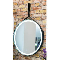 Зеркало с подсветкой на ремне из черной кожи Art&Max MILAN AM-Mil-650-DS-F-Nero