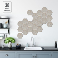 Комплект самоклеящейся ПВХ плитки LAKO Соты Бежевый мрамор, толщина 2 мм, 1.08м², 30 штук LKD-H-582-1