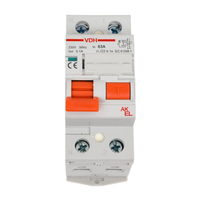 УЗО Akel-VDH-2P-63A-100mA-ТипAC 400658