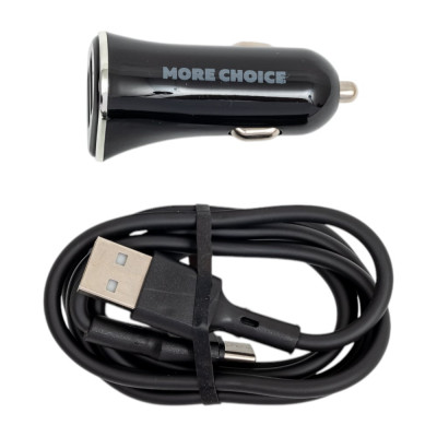 Автомобильное зарядное устройство More Choice 2USB, 2.4 A, для Type-C AC22a Black