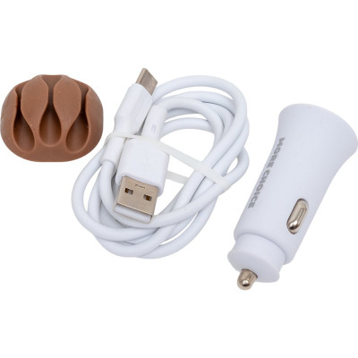Автомобильное зарядное устройство More Choice 2USB 2.4A для Type-C AC23a White