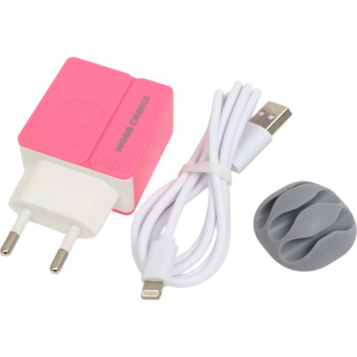 Сетевое зарядное устройство More Choice 2USB 2.4A для Lightning 8-pin 1 м NC46i Pink