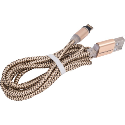 Дата-кабель More Choice Smart USB 2.4A для Lightning 8-pin Magnetic нейлон 1м K61Si Gold