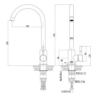 Смеситель для кухни Антей Булат с высоким изливом, нержавеющая сталь, цвет бежевый 1/10 511512-ANT